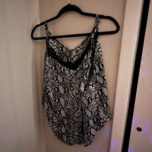 SHEIN Curve Black and White Snake Print Top